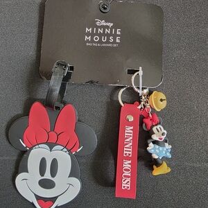 Disney Minnie Mouse Bag Tag and Lanyard Set - Red, Black, White